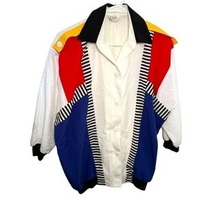 Vintage Regal Windbreaker Sweatshirt White Geometric